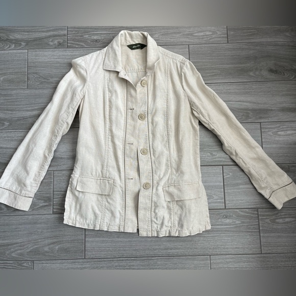 Eddie Bauer Linen Blazer Jacket, size Small—Lagenlook•••Beige/Cream tone! - Picture 3 of 16